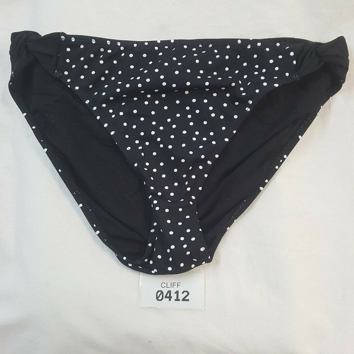 Tommy Bahama Hipster Bikini Bottom, Black w/ White Polka Dots, 14