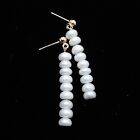 Pearl Dangle Stud Earrings 1.25" 14K Yellow Gold White Cultured Button