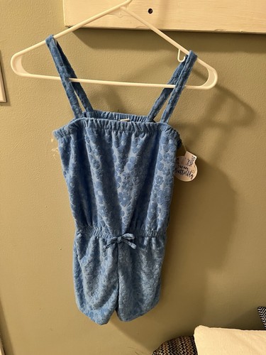 Girls Sz 10/12 Terry Romper Shorts Blue NWT - 第 1/4 張圖片