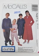 McCall's 7427 Child Boys and girls Pajamas & Robe sewing pattern size 4-6