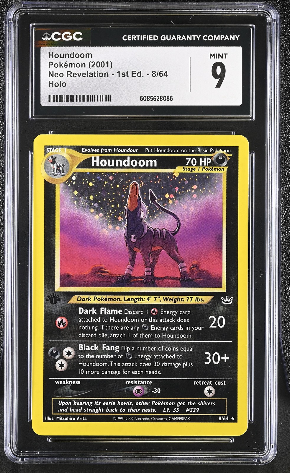 CGC 9 MINT Houndoom Neo Revelation 1st Edition 8/64 Holo Pokemon Card