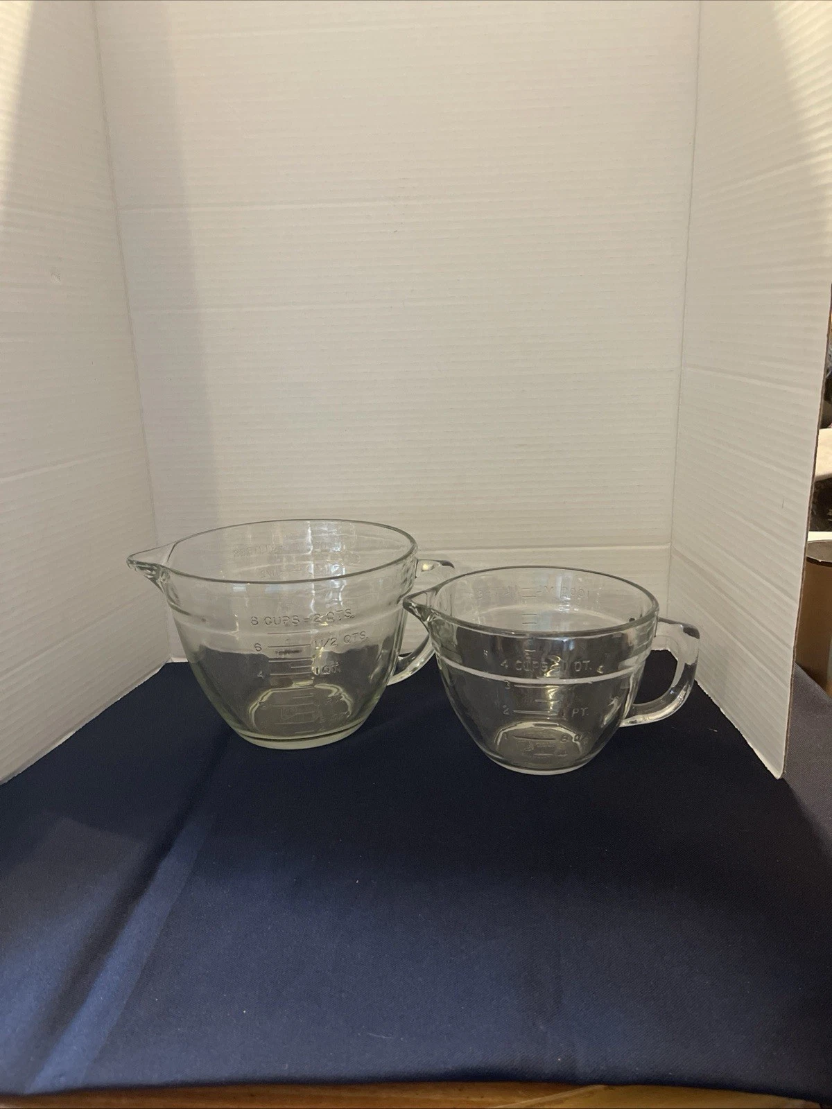 Vintage Lot of 2 Anchor Hocking Measuring Cups/Batter Bowl Clear Glass Made USA
