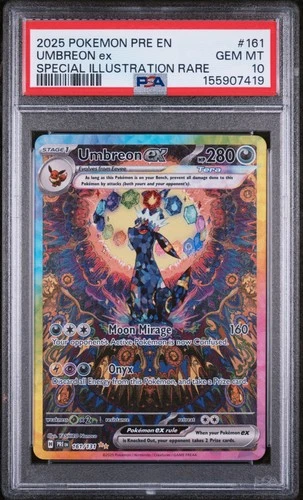 2025 POKEMON PRISMATIC EVOLUTIONS ILLUSTRATION RARE #161 UMBREON EX PSA 10