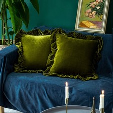 Velvet Throw Pillow Cover Soft Decorative Luxurious Solid Square Cushion Case...
