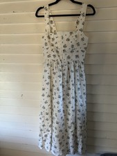 Reformation Tagliatelle Linen Midi Dress Women's 6 Blue Floral Corset-Style EUC