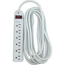 Strip Surge Protectors,1080 Joules,6 Outlets,15', Light Gray