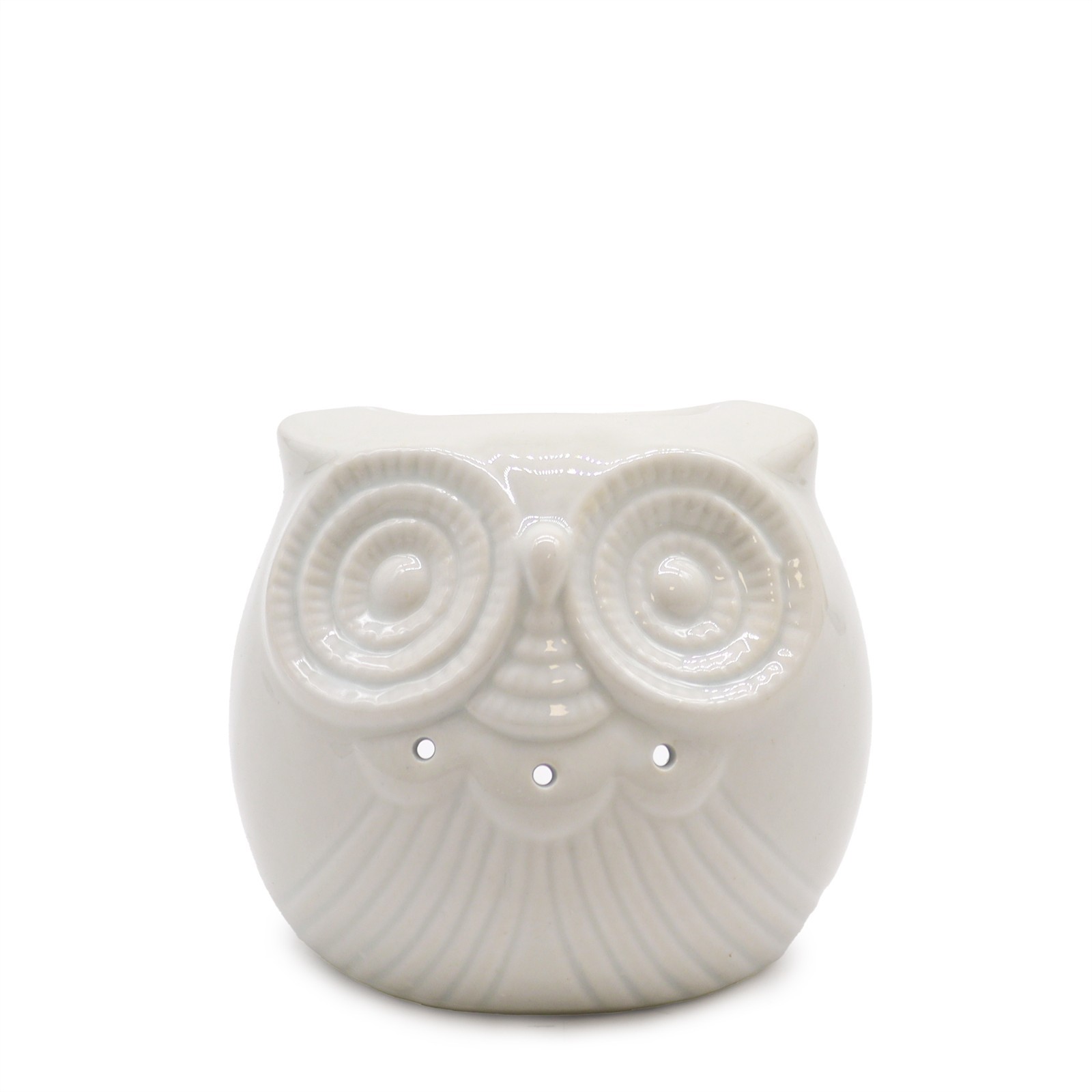 Classic White Ceramic Oil Burner – Short Owl Design | Fragrance & Wax Melt
