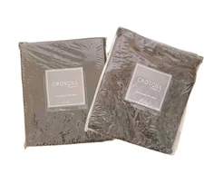 Set Of 2 Croscill Plateau Faux Leather Euro Pillow Shams 26"x26" New Brown/Rust