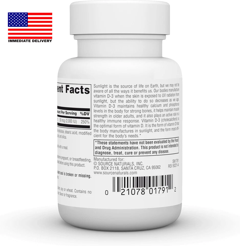 Vitamina D-3 1000 UI Apoya la Salud Ósea e Inmune* - 100 Comprimidos ⭐️⭐️⭐️⭐️⭐️⭐️ Foto 3 de 4