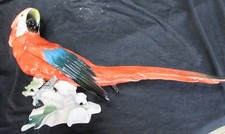 große Porzellanfigur Karl Ens Volkstedt Papagei Ara handgemalt 21 cm x 38 cm