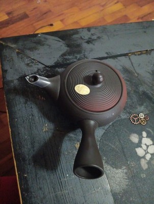 Teapot Kyusu Tokoname - AKIRA - Brown - 300 ml/cc - Stainless Mesh - Striped