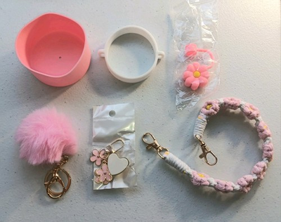 #ad #ad 7 Pieces Accessories For Stanley Cup Tumbler Mug Pink Flower Bling Floral Girl $10.50