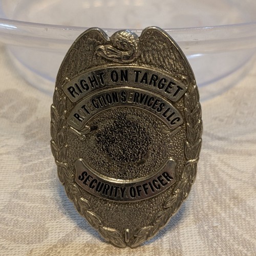 Vintage Right On Target Protection Services Security Officer Badge Collectible