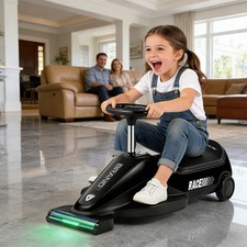 2IN1 12V Kids Ride On Car with Dust Vacuum Function Go Kart 2 Speeds,Music Black