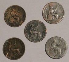 British Half Penny - Set of 5 Cull Coins 1861/62/87/90/91 - Victoria [19]