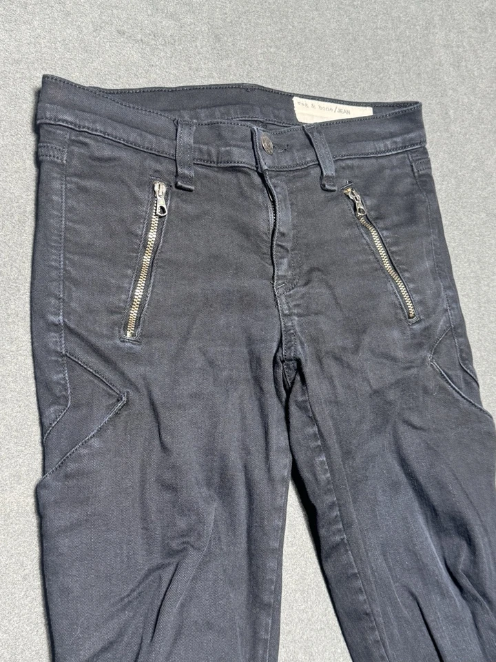 rag & bone Nina High Rise Ankle Skinny Jeans Black Denim Size 24 - Image 2 of 4