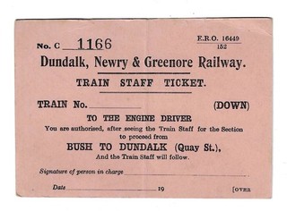 Railway Tickets Ireland D N & G R "Staff Ticket" BUSH to DUNDALK (Q. S)