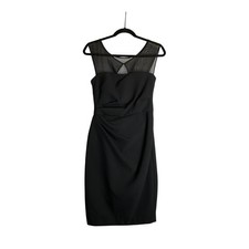 Vera Wang Little Black Dress Sleeveless Cocktail Mesh Ruched Holiday Party 2