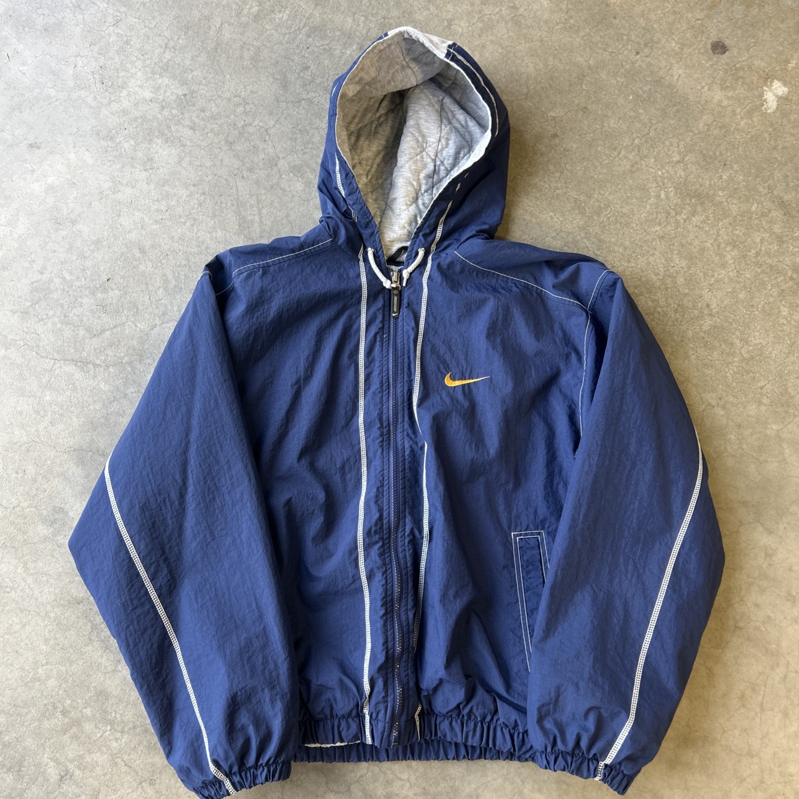 Vintage Nike Big Swoosh Embroidered Quilt Lined Puffer Jacket Coat Mens Large