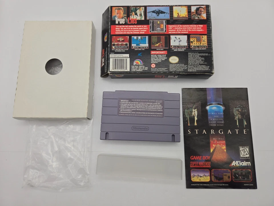 True Lies (Super Nintendo SNES, 1995) Game, Box + Manual - Image 2 of 4