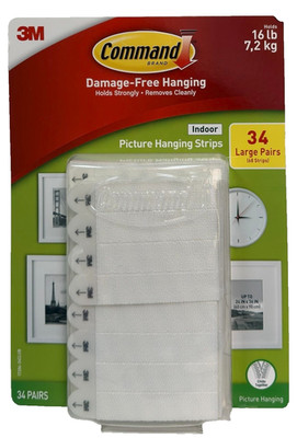Command Damage-Free Picture Hanging Strips Holds 16 lb (34 Pair) 68 Large Strips