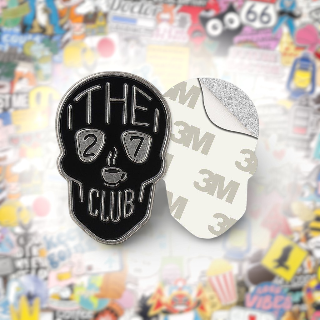 The 27 Club Skull Metal Phone Sticker With 3M Sticky Backing