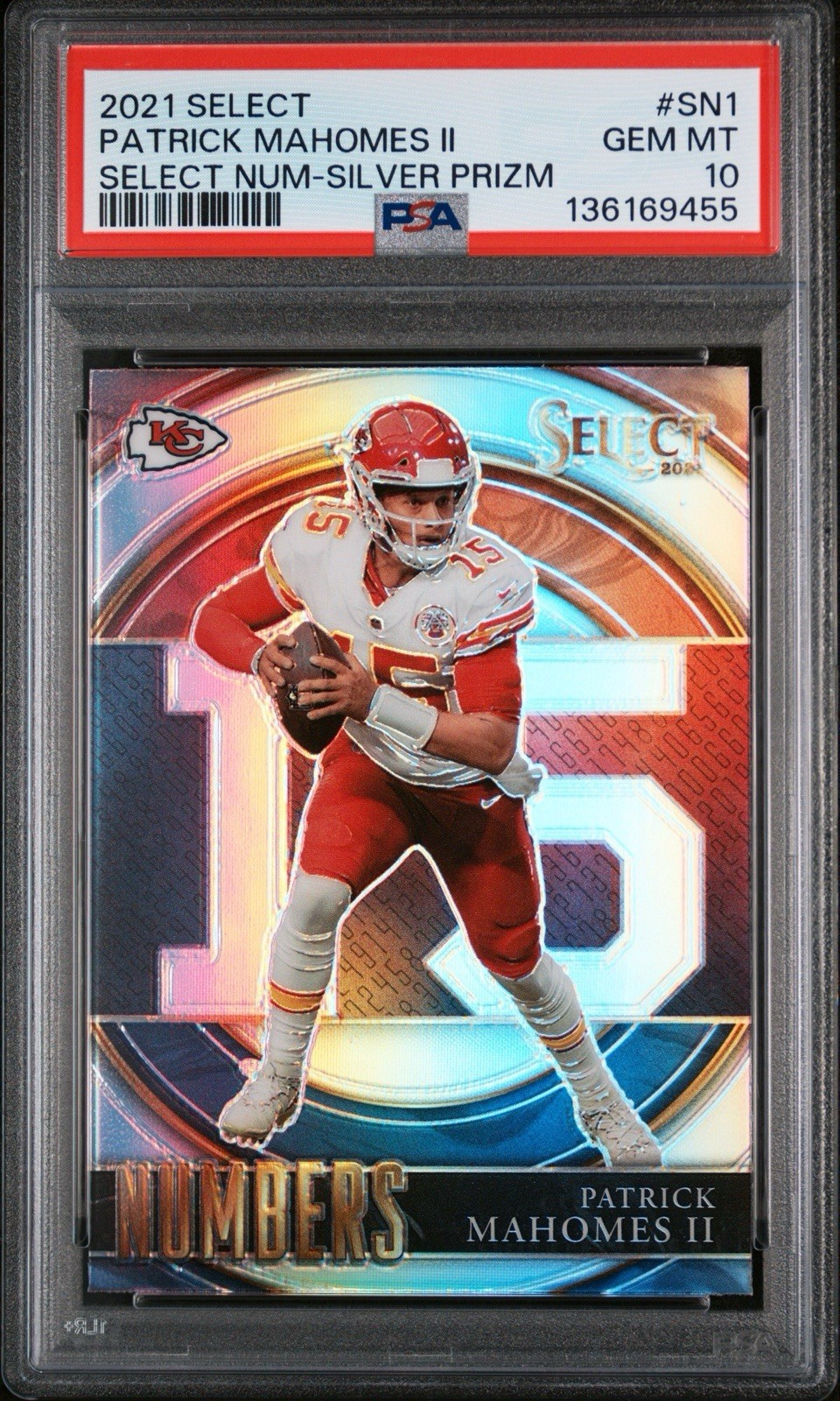 2021  Select  Patrick Mahomes II Select Numbers - Silver Prizm. PSA 10. Pop 12!