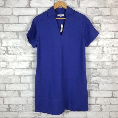 MADEWELL NEW Blue Star 100% Linen V-Neck Mini Dress XXS NQ627