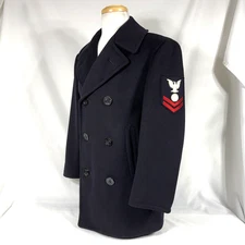 US Navy Issued Pea Coat Military Authentic Heavy Wool Mens Size 36 L NO HOLES