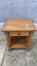 Oak Mission Style End Table with Drawer and Shelf