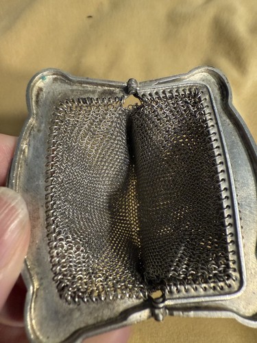 Antica piccola borsa antica con cambio tono argento - Foto 8 di 8