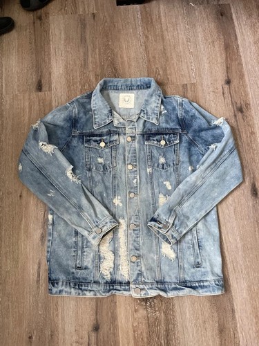 Large Fantastic Fawn acid washed and distressed denim jacket