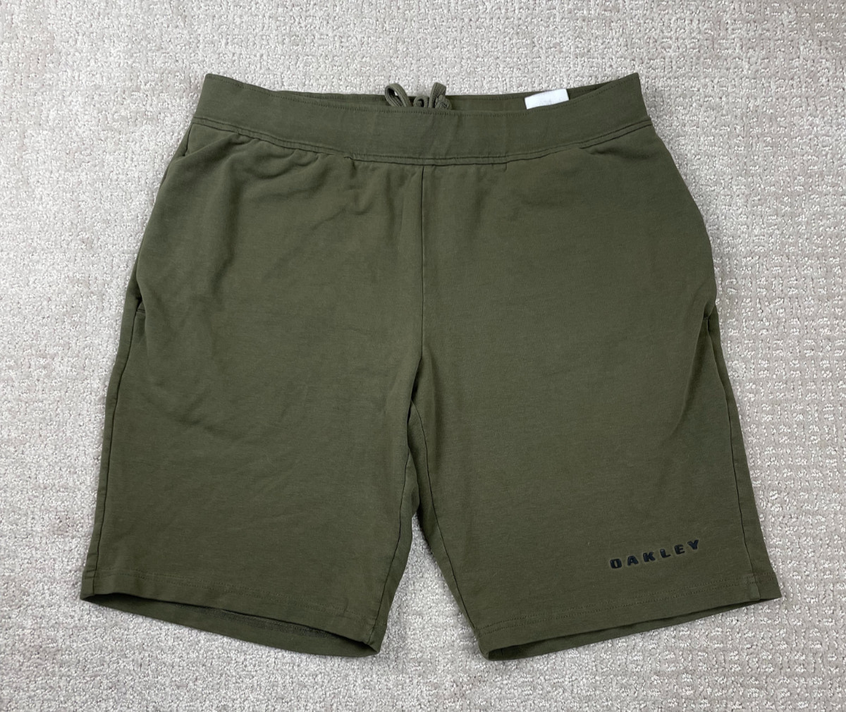 Oakley Sweat Shorts Mens Medium Olive Green Drawstring Spellout Tech Gorpcore