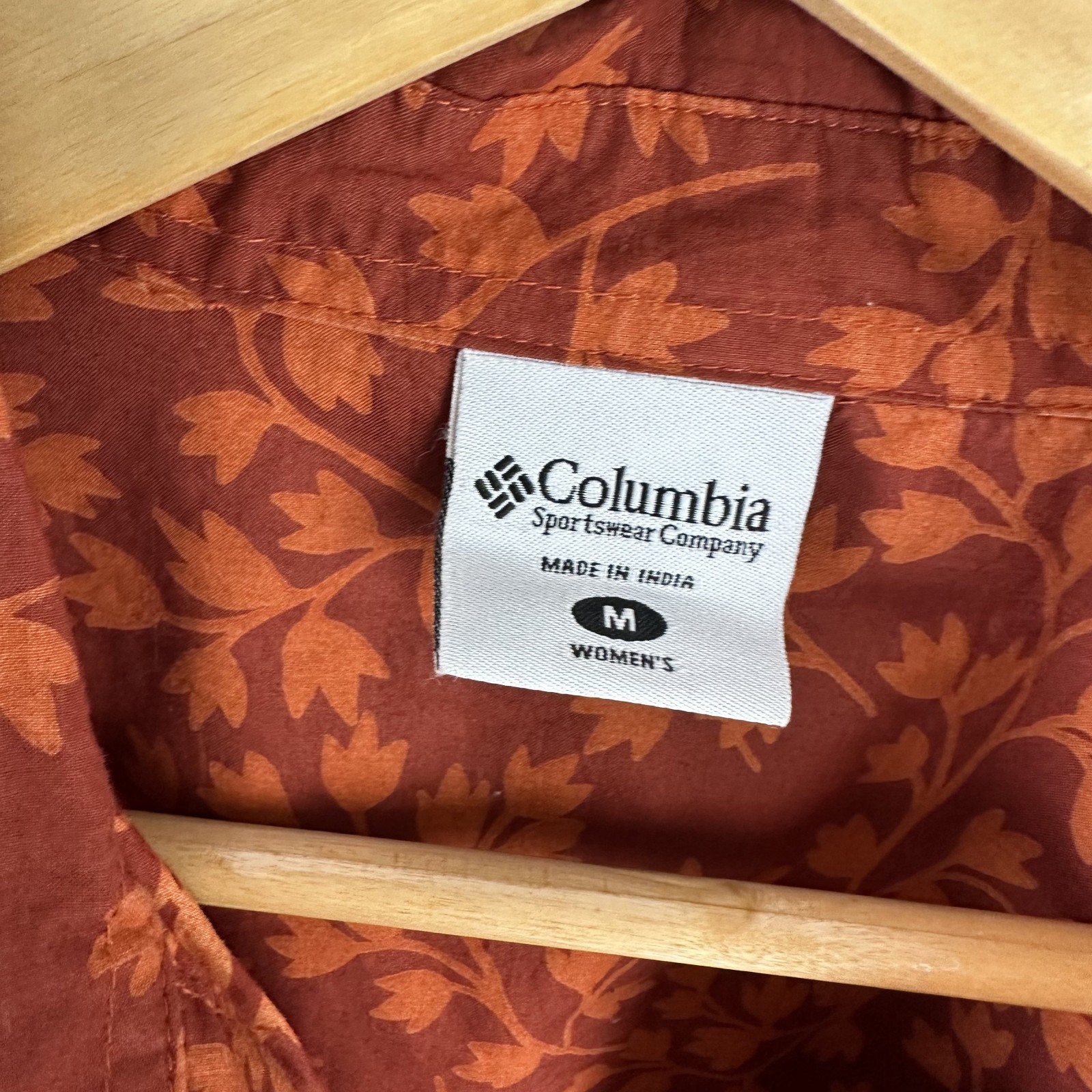 Columbia Shirt Womens Medium Long Sleeve Button Up outdoor Orange thumbnail 3