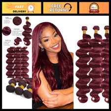 Burgundy Body Wave Hair Extensions 28" Unprocessed Wine Red 3 Bundles 150g