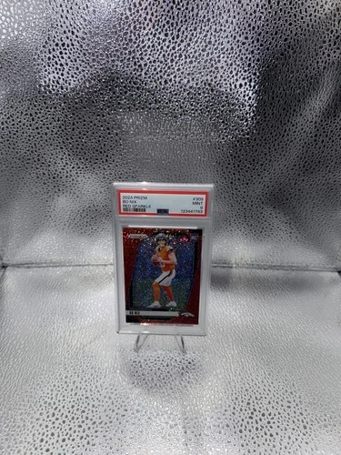 2024 Panini Prizm Bo Nix #309 Red Sparkle Rookie Denver Broncos PSA 9