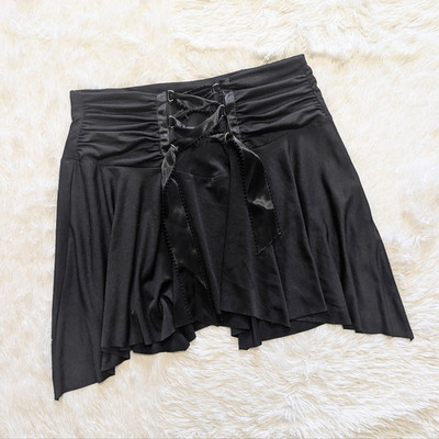 Y2K Morbid Threads Black Lace Up Asymmetrical Flowy Fairy Mini Skirt Lip Service