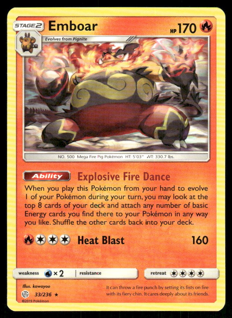 Emboar Rare SM - Cosmic Eclipse 33/236 NM