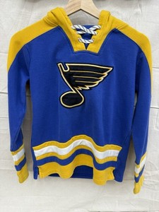 NHL St Louis Blues Embroidery Patch Hooded Youth M (10/12)Sweatshirt Jersey