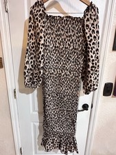 NEW Women’s 2XL Shein Curve Leopard Print Long Sleeved Dress Stretch Bodycon