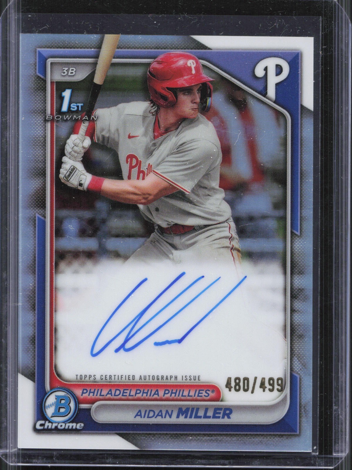 2024 Bowman Chrome Aidan Miller CPA-AMI 1st Refractor Auto /499 Phillies