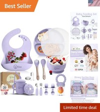 17-Piece BPA-Free Silicone Baby Feeding Set with Strong Suction Plates - Purple