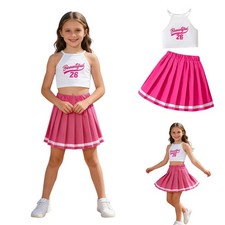Kids Girls Dancewear Print Set With Elastic Waistband Outfit Daily Wear 2-Piece