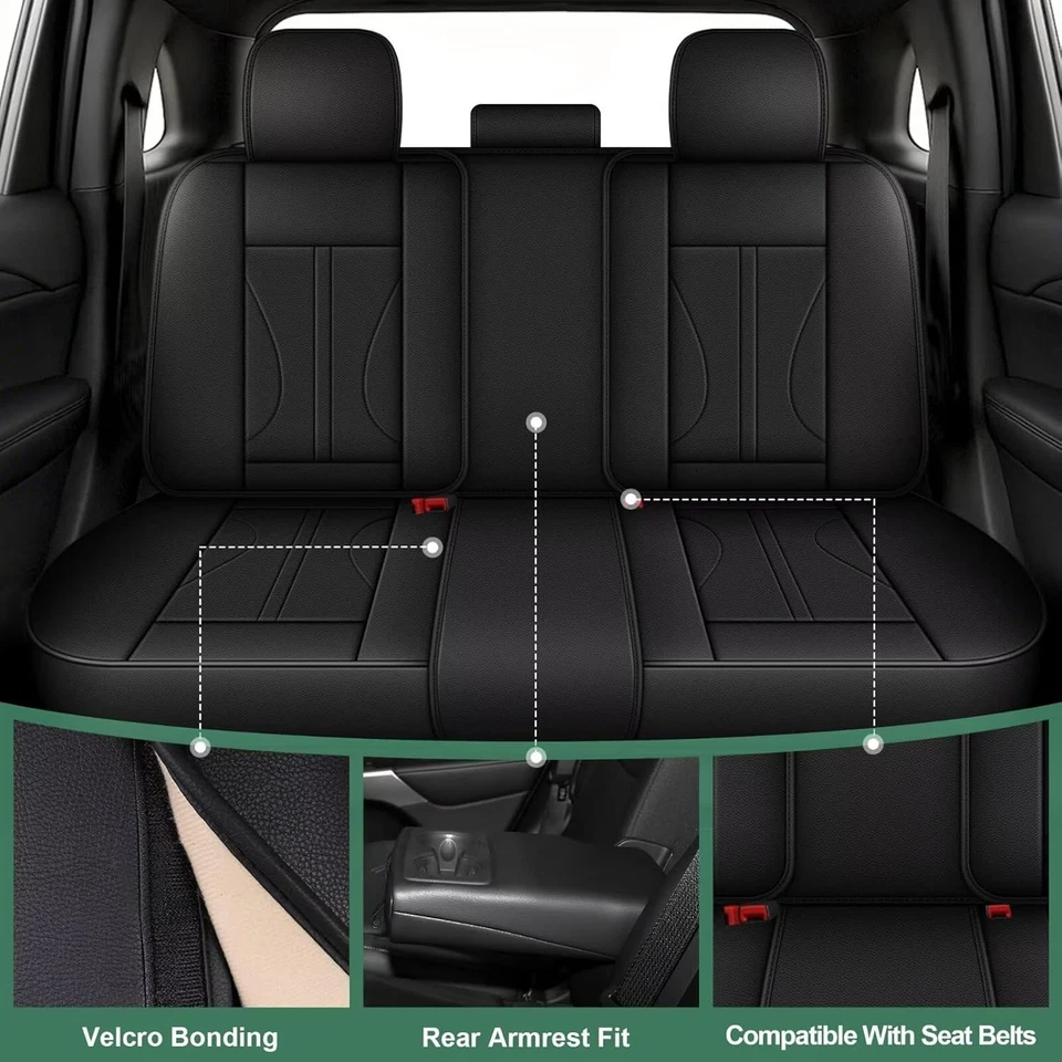 Car PU Leather Seat Covers For Jeep Compass 2012-2025 Full Set (5 Seats) - Imagem 3 de 4