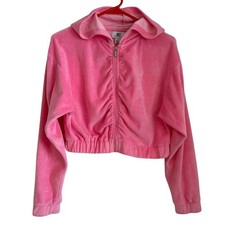 Juicy by Juicy Couture Pink Velour Full Zip Hoodie Jacket, Small  WITH FLAW 