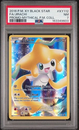 2016 POKEMON XY MYTHICAL POKEMON COLLECTION PROMO #XY112 FULL ART/JIRACHI PSA 7