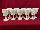 Vintage Set of 10 American Hobnail Milk Glass Goblets by Westmoreland