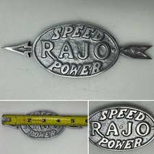 Rajo Head Speed Power Emblem Model T Speedster Hot Rod Nameplate Badge Cast Alum