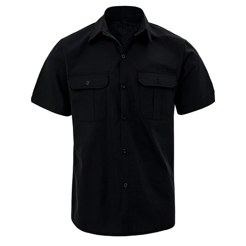 Men's Shirt Button Down Short Sleeve Two Front Pockets Solid Color Casual Tops#A - Picture 3 of 21