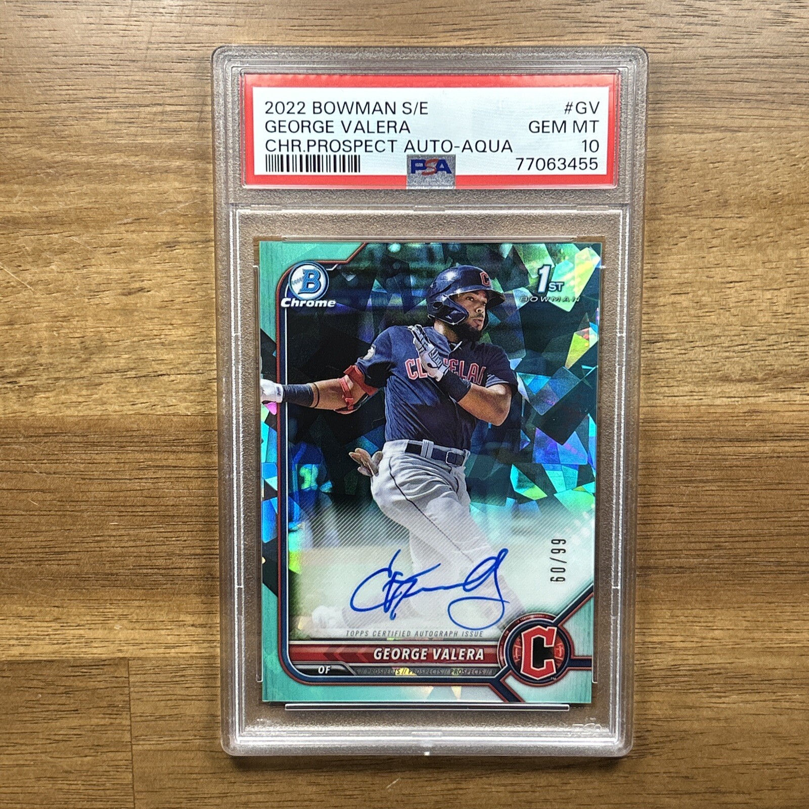 2022 Bowman Chrome Sapphire GEORGE VALERA 1st Aqua Refractor Auto #/99 PSA 10 RC